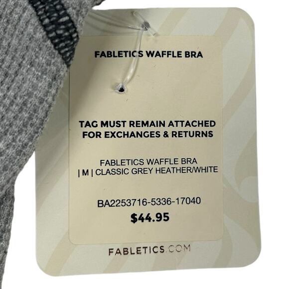 NWT Fabletics Classic Heather Gray White Waffle Bra Medium - Picture 3 of 5